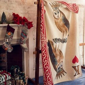 70"x50" Reversable King of Hearts Owl Card Quilt - John Derian for Target 2025